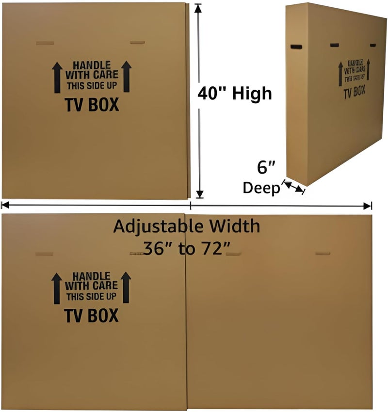 UOFFICE Moving Boxes Bundle - Adjustable Flat Screen TV Boxes (2-Pack) For Packing, Moving & Storage - Image 2
